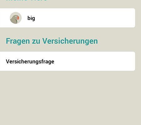 Versicherungen in der Haustier-App Vetfinder Verknüpfung mit Haustier