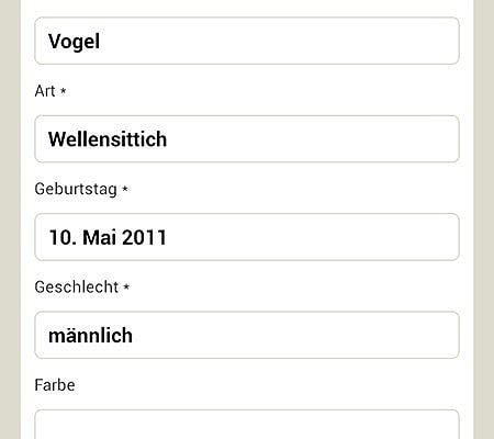 Abschließende Übersicht des Haustieres in Vetfinder