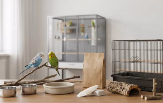 Grundausstattung / Erstausstattung: Was brauchen deine Wellensittiche wirklich? 6 Grundausstattung für Wellensittiche mit Voliere, Näpfen und Naturast