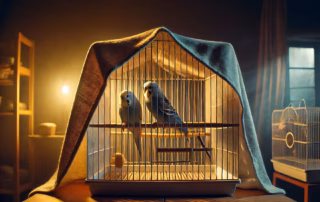 Vogelkäfig nachts abdecken – sinnvoll oder nicht? 6 zwei Wellensittiche im abgedeckten Käfig