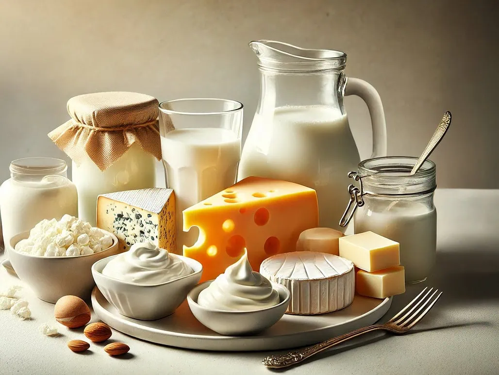 Auswahl an Milchprodukte wie Käse, Joghurt oder Milch sind für Wellensittiche ein Gesundheitsrisiko.