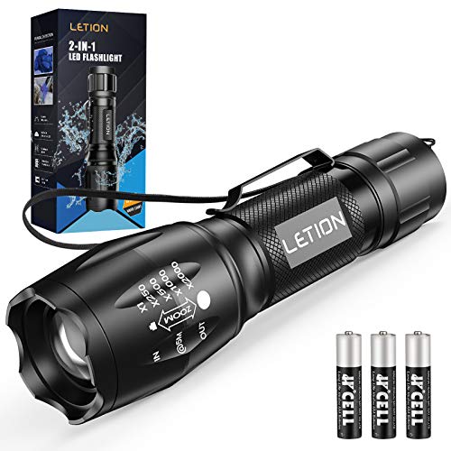 2 in 1 UV Lampe, Schwarzlicht und Weißes Licht Taschenlampe LED,395nm Ultraviolette Taschenlampe 4 Modi,Detektor für unechte Banknoten,Urin von Hunde, und andere Haustiere Taschenlampenzubehör