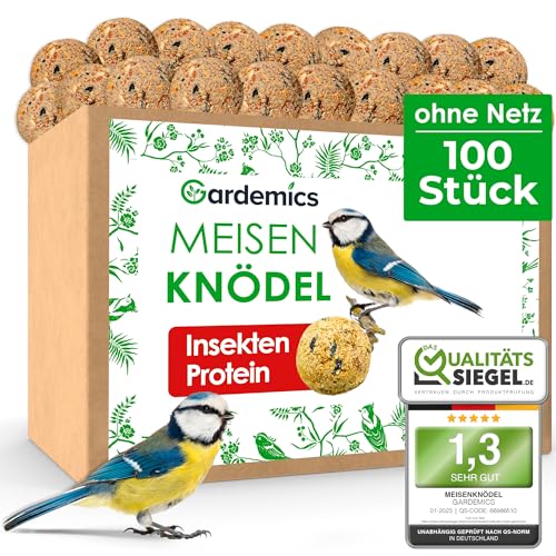 Gardemics Meisenknödel ohne Netz für Wildvögel, Insekten-Knödel [9 kg, ca. 100 Stück] Wildvogelfutter mit Insekten für Artenvielfalt im Garten | Proteinreiches Ganzjahresfutter