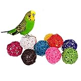 10 Rattan Kugeln Bird Toy DIY Zubehör Spielzeug für Papageien Wellensittiche Sittiche Nymphensittiche Sittiche Unzertrennliche Aras African Greys Kakadu Amazon Käfig Teil zufällige Farbe